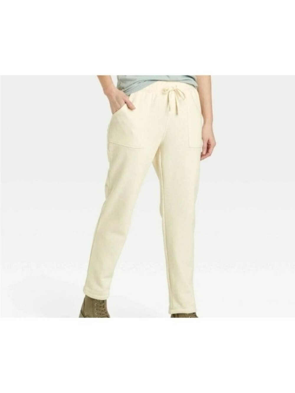 Universal Thread High Rise Jogger Pants Womens Sz 4X Pockets Cream Ivory Fleece